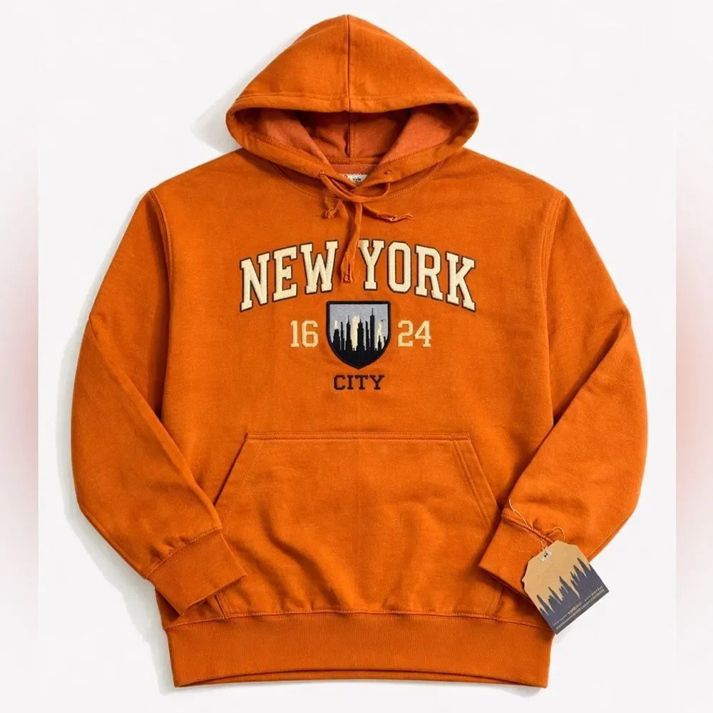 New York City Orange Pullover Hoodie unisex Sz XL NWT
